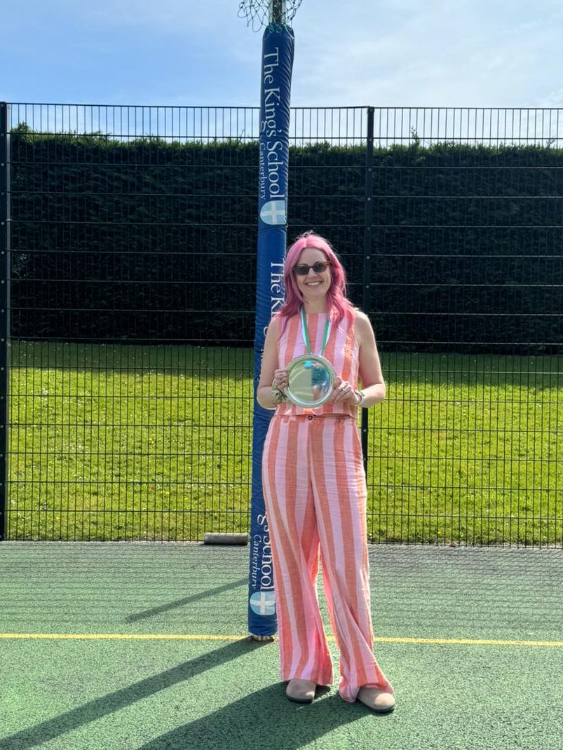 Chloe holding the best defence plate